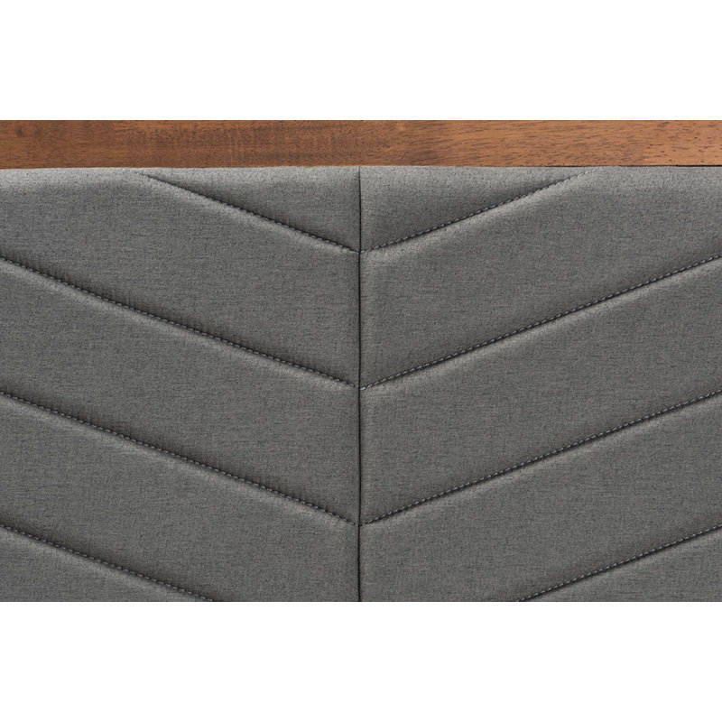 Upholstered Platform Bed, Dark Gray/Walnut Brown