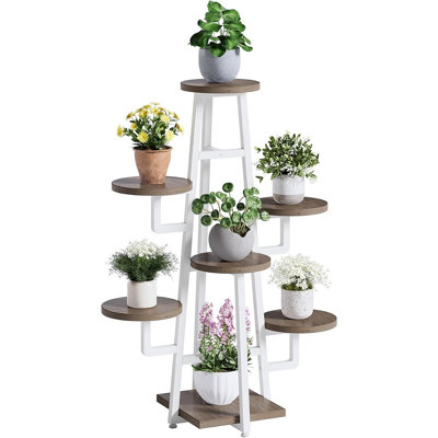 White Corner Plant Stand, Tall Indoor and Outdoor Plant Shelf