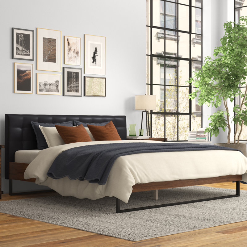 Harvey Upholstered Platform Bed, Black