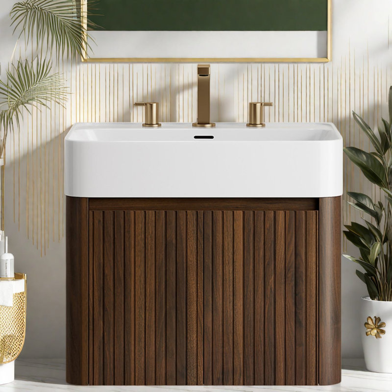 Meuble-lavabo moderne (avec meuble-lavabo et lavabo) avec rangement 24 po, 23.62