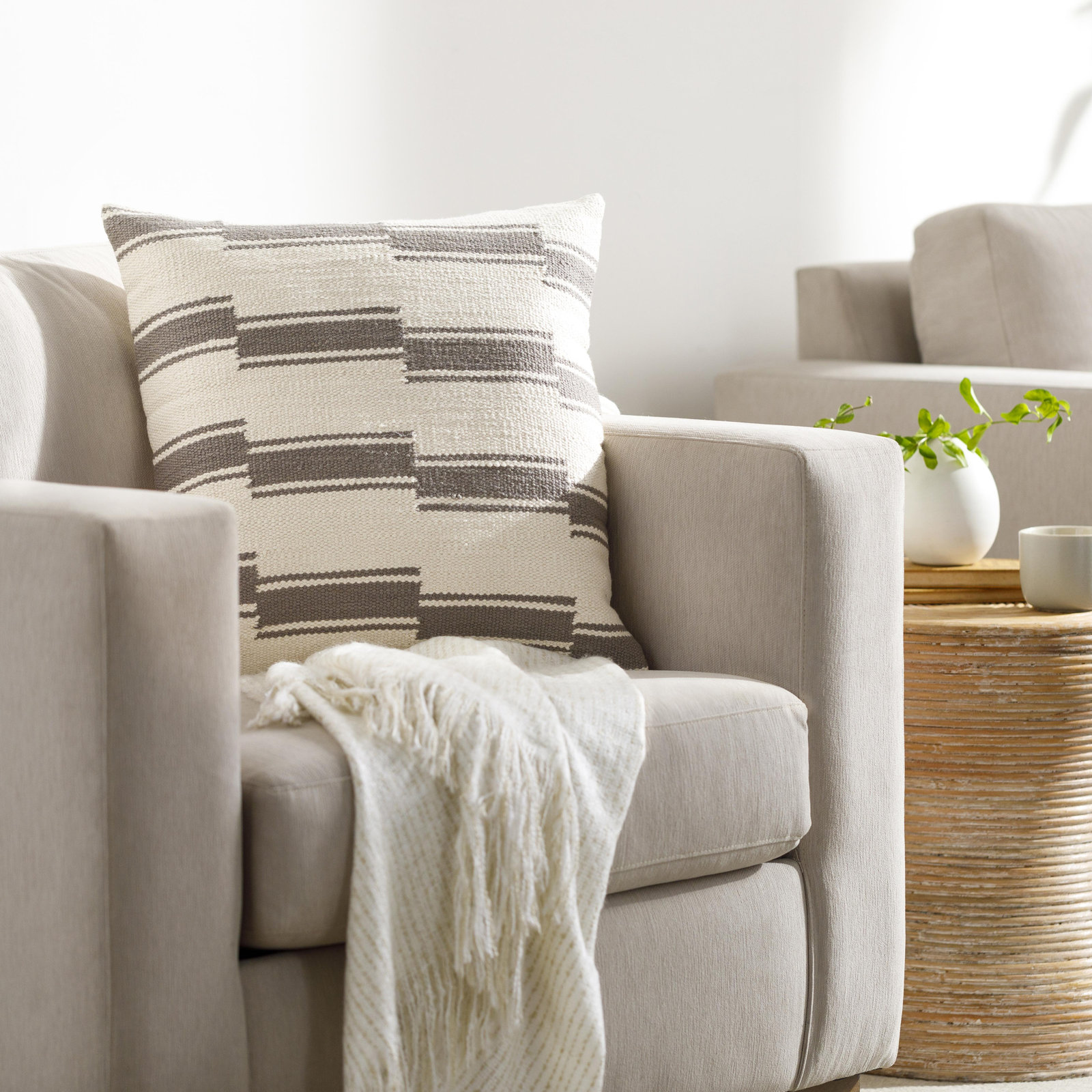 Brandsville Cotton Throw Pillow, Polyester/Polyfill, 18" x 18"