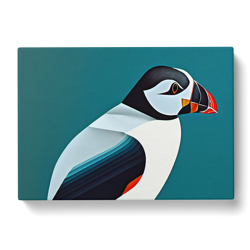 Magnificent Puffin Bird - Wrapped Canvas, 35cm H x 50cm W x 3cm D