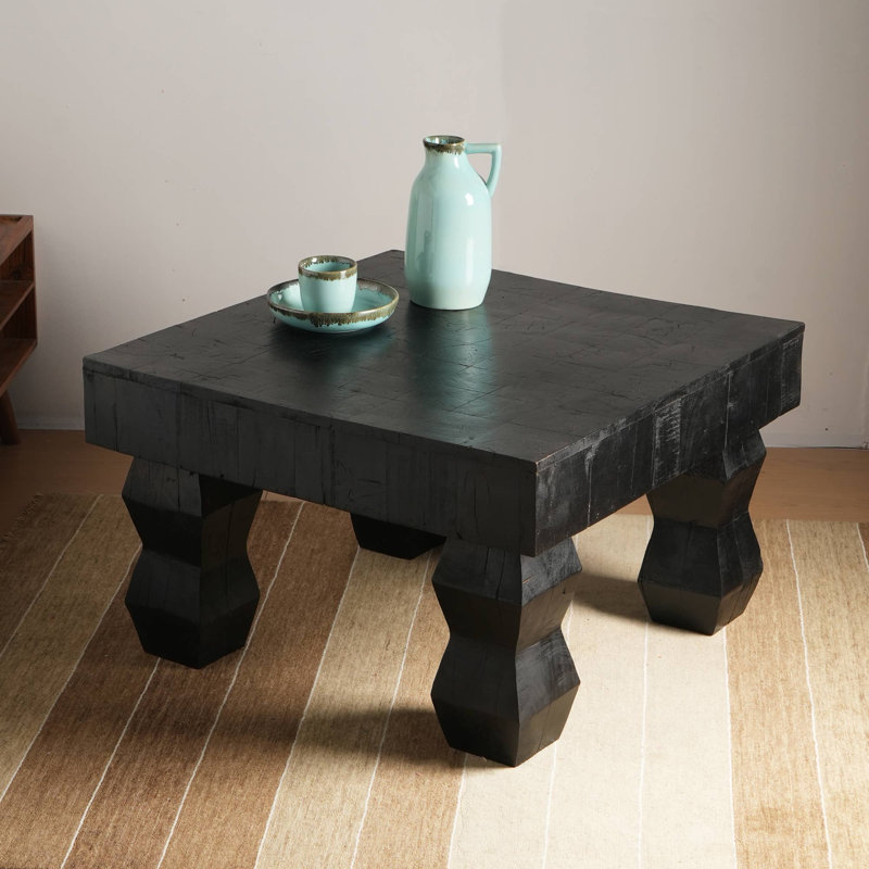 Table basse | Table basse en bois noir | Table basse en bois récupéré pour le salon | 30 x 30 x 18 po