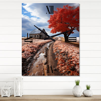 Horloge murale rouge surélevée Rustic Elegance