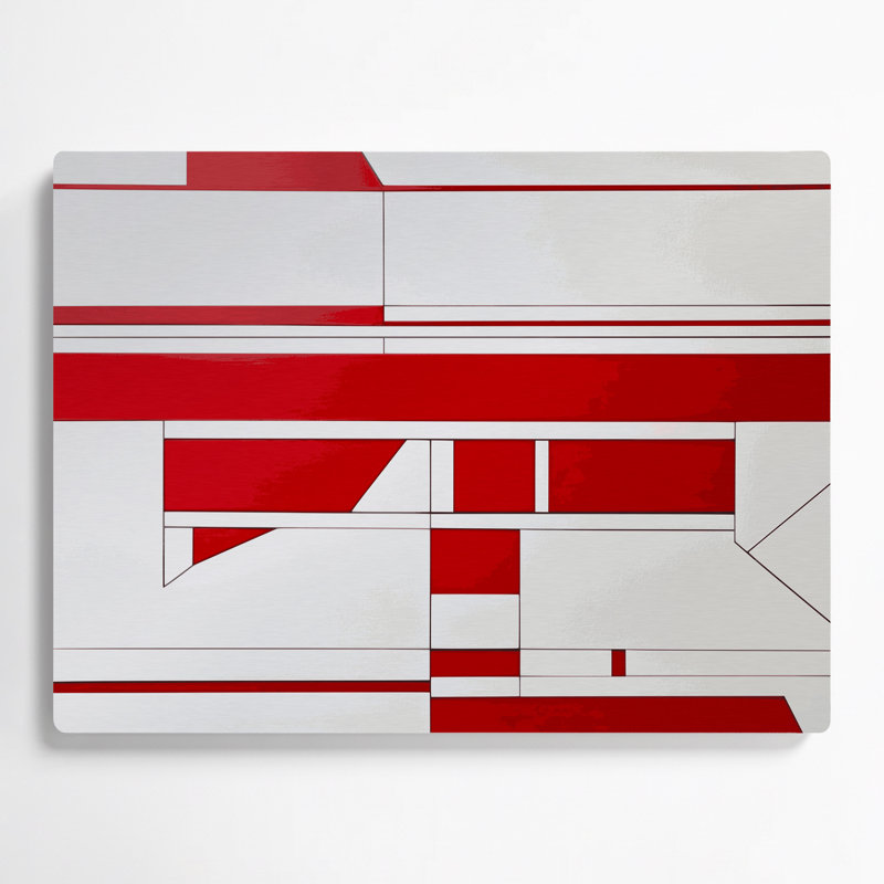 Hard Edge 51, art mural gris en métal, H 20 po x l 30 po