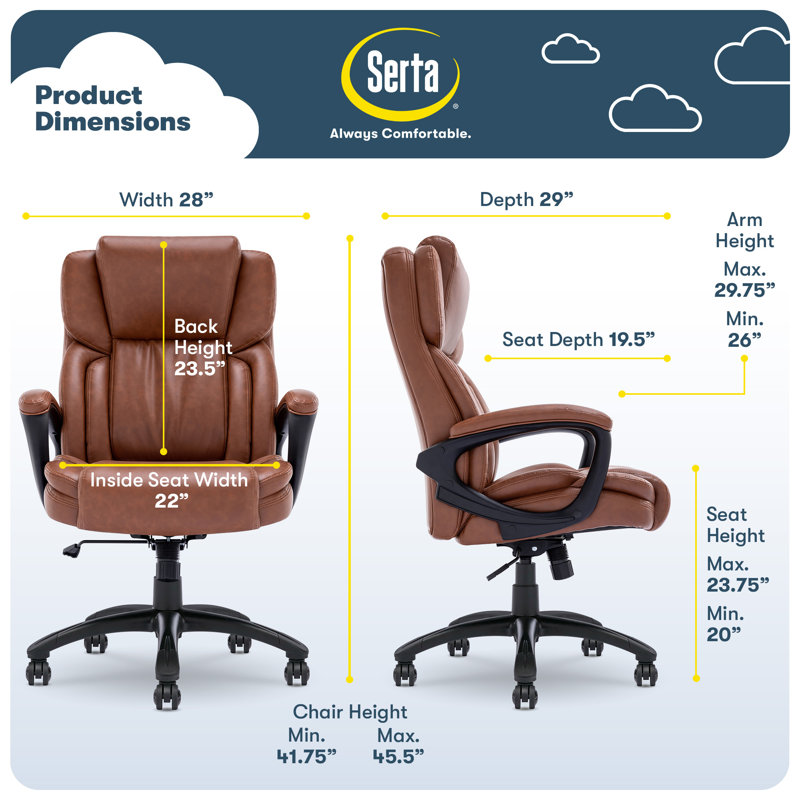 Cognac Bonded Leather Ergonomic Executive Office Chair
