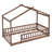 Elegant Walnut Twin House Bed Frame With Fun Fence Size Wood Fence, Color For ' Delight-8700394