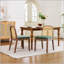 Set of Two Curved Cane Back Dining Chairs with Chenille Cushions and Solid Wood Frames for Farmhouse Kitchens