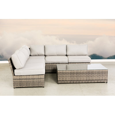 Brooklin Wicker Fully Assembled 4 - Person Seating Group with Cushions