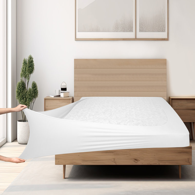 Jersey Knit Stretchy Wrap Around Box Spring Cover, White, King