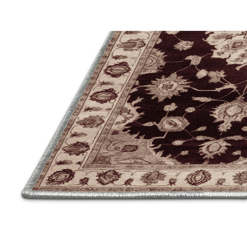 Tapis beige surteint lavable à la machine, Rectangle de 5 pi x 8 pi