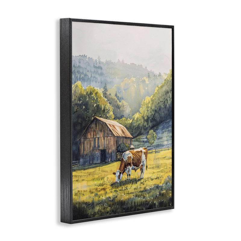  Vache brune tachetée, art de la giclée par Franklyn Gregory, Giclée encadrée noir minuit, H 24 po x l 16 po