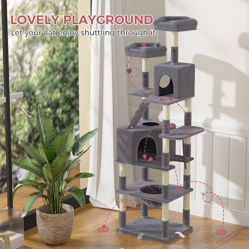 Cat Tree 208cm H Cat Tree, Dark Grey
