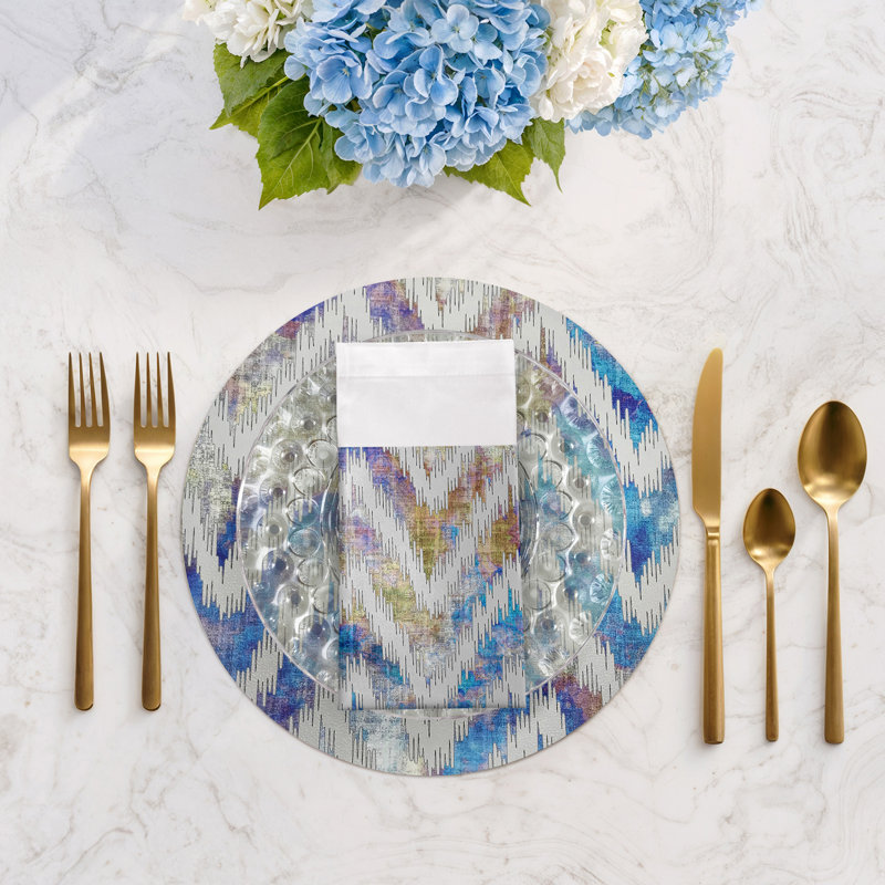 Chevron Cotton Sateen Dinner Napkins, Coast