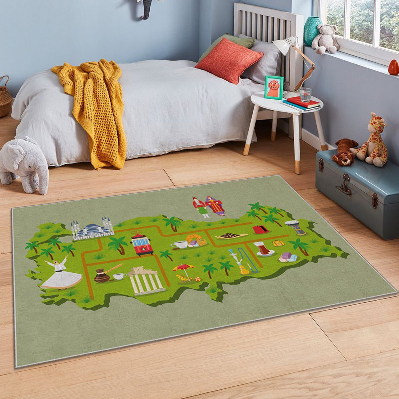 Luxurious Area Carpet (3.3 x 5.9 ft), 100% Polyester, 740 g/m² | Non-Slip Felt Underside, Laminated Sponge for Comfort | Antibacterial, Easy to Clean, Machine Washable | Perfect for Living Room & Bedroom Décor