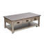 Table basse Camie, plateau de 48 pouces, 3 tiroirs, acajou massif gris