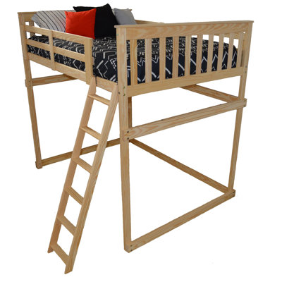 Lit mezzanine double en bois massif avec échelle latérale Versaloft Mission Amish Crafted