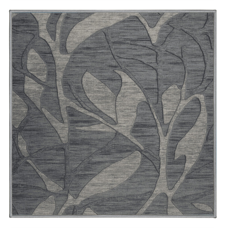 Machine Washable Abstract Gray Area Rug, Square 6'