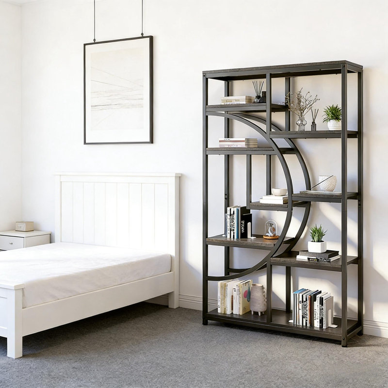 Metal Frame Hudock with open storage, Black+ Gray