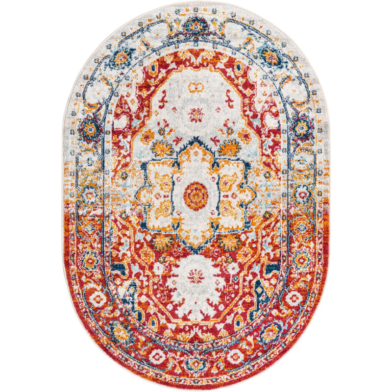 Ikat Indoor Rug, Oval 4' x 6'