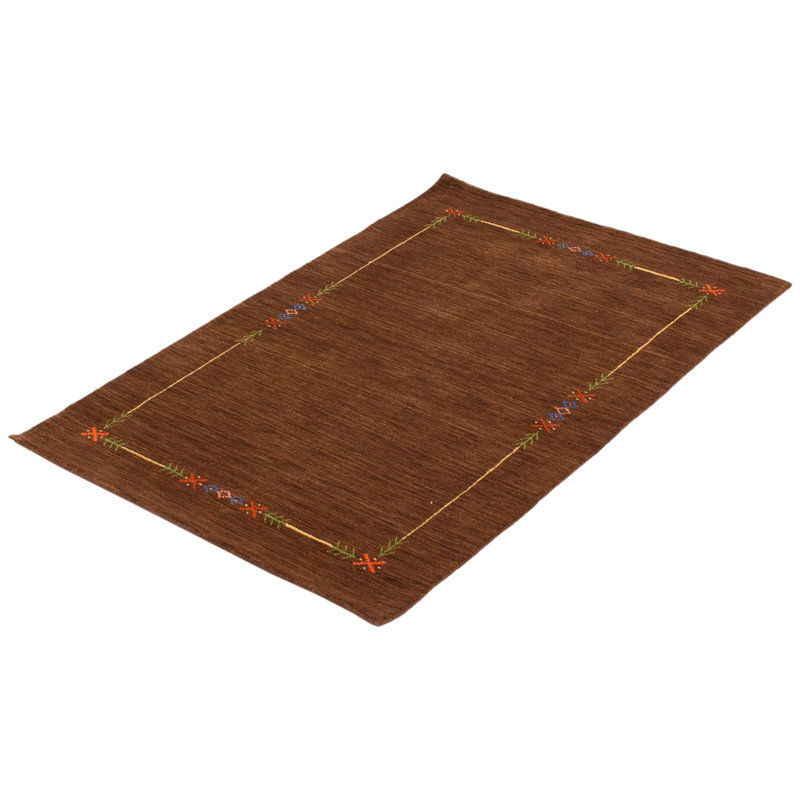 Tapis oriental brun foncé en laine noué à la main Frasquito