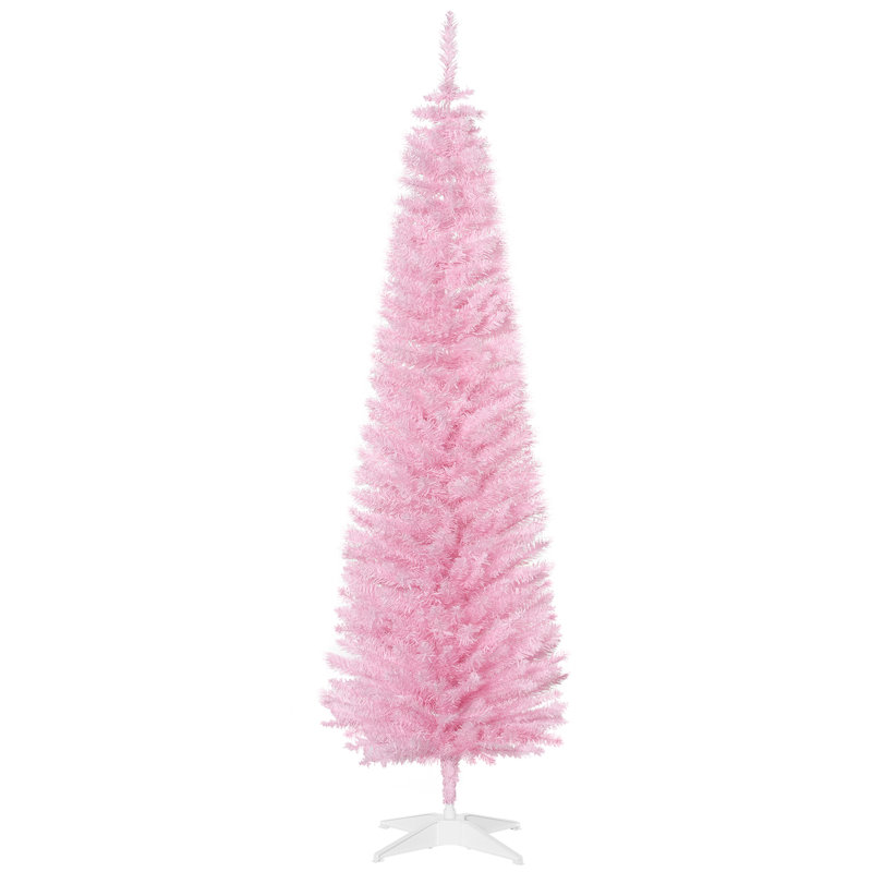 Arbre de Noël artificiel en forme de crayon de 1,80 m, rose, pour la décoration intérieure., 6', Rose