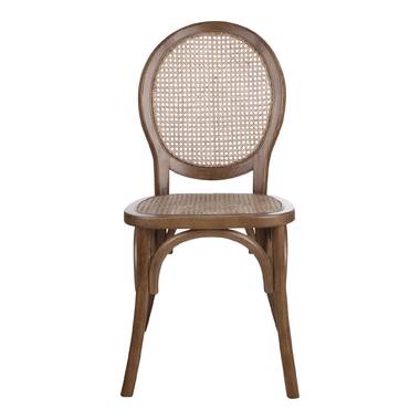 Finley Cotton Solid Wood King Louis Back Side Chair in Cream/Brown