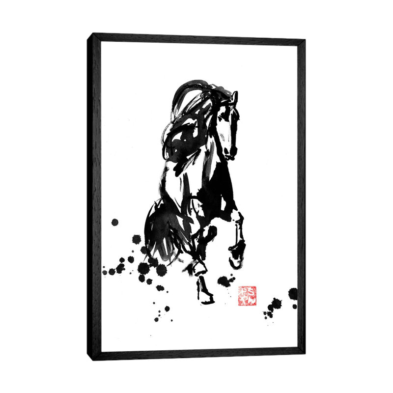 Running Horse by Péchane - Print on Canvas, Black Framed, 101.6 cm H x 66.04 cm W