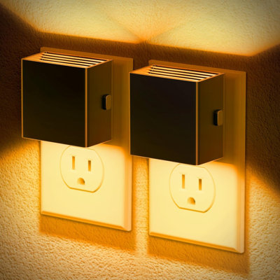 Night Light 2 Pack Plug In Wall Lights Dimmable With Light Sensor 1800K Amber Light Modern Nightlight For Bathroom Hallway Kitchen Decor