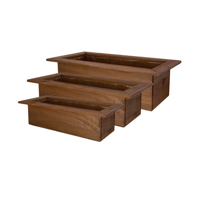 Wooden Planter Set Of Three Brown