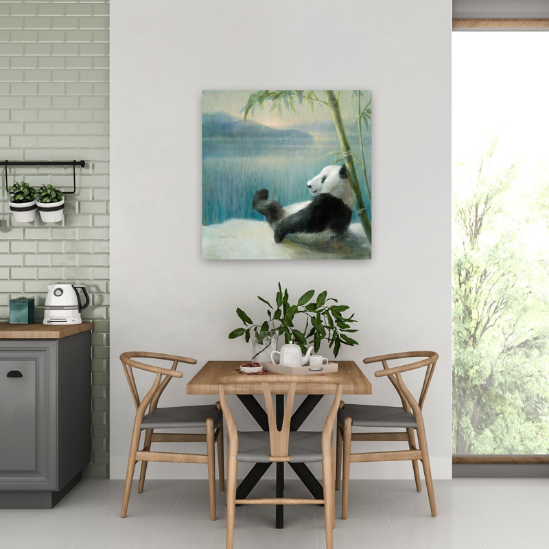 Art contemporain asiatique reposant en bambou avec des animaux, H 32 po x l 32 po