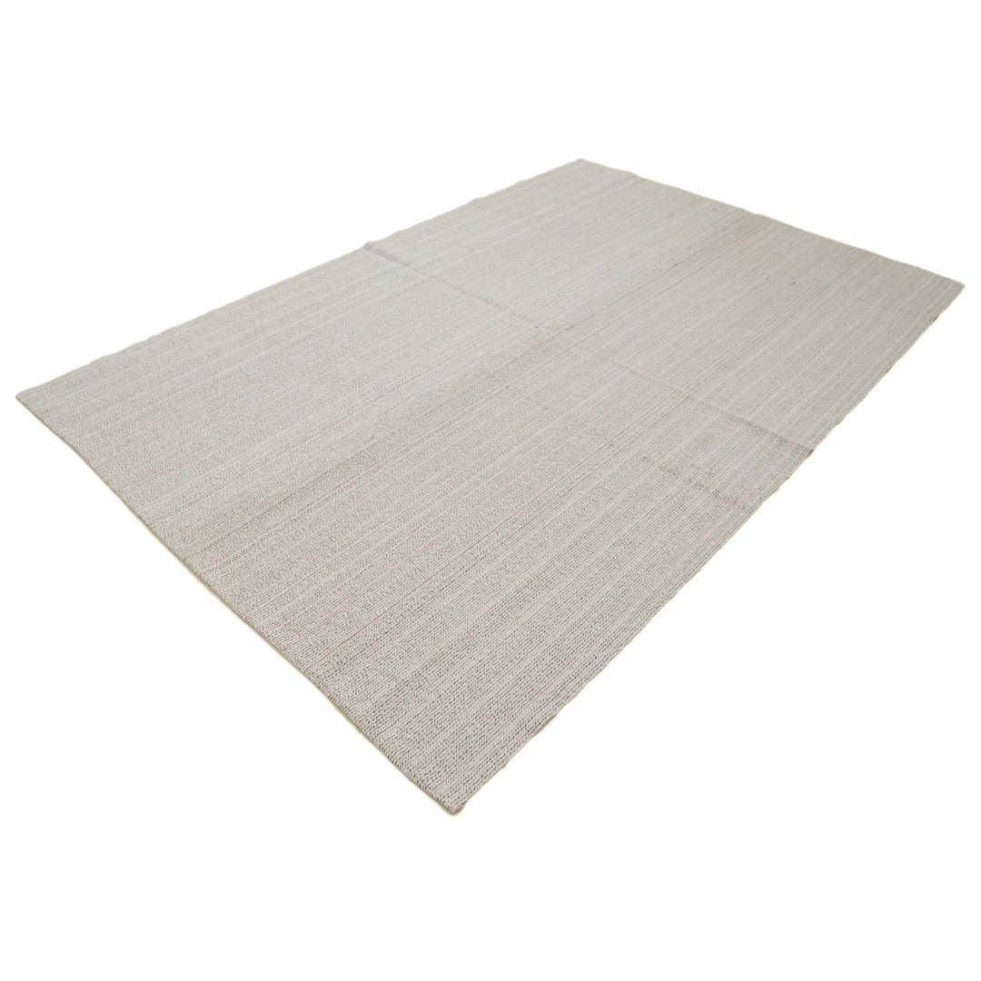 Vintage Flatweave White Vintage Wool Handmade Area Rug