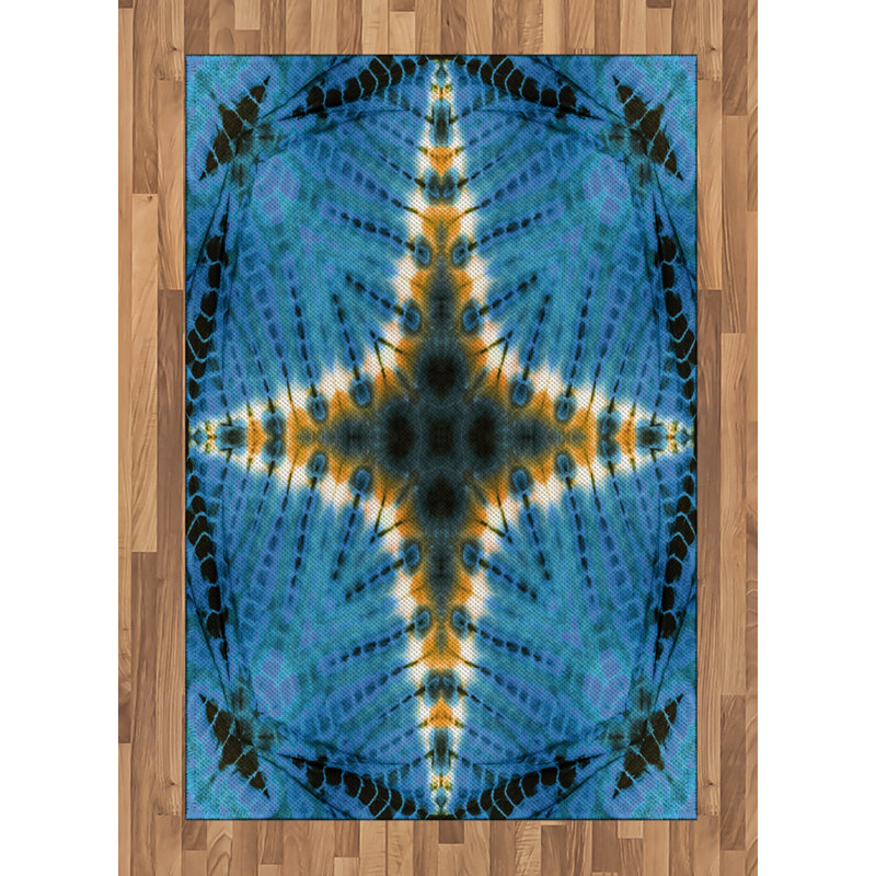 Blue High Density Long Fiber Poly Threads Decorative Area Rug Carpet, Rectangle 4' x 5'8"