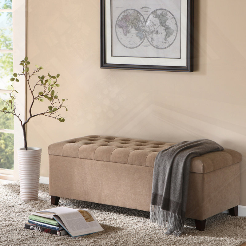 Tufted Top Soft Close Storage Bench, Sand