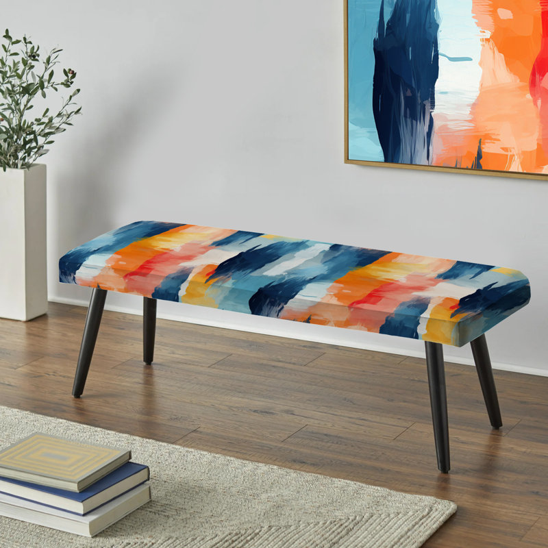 Banc rembourré rayé bleu Blue Artistic Explosion
