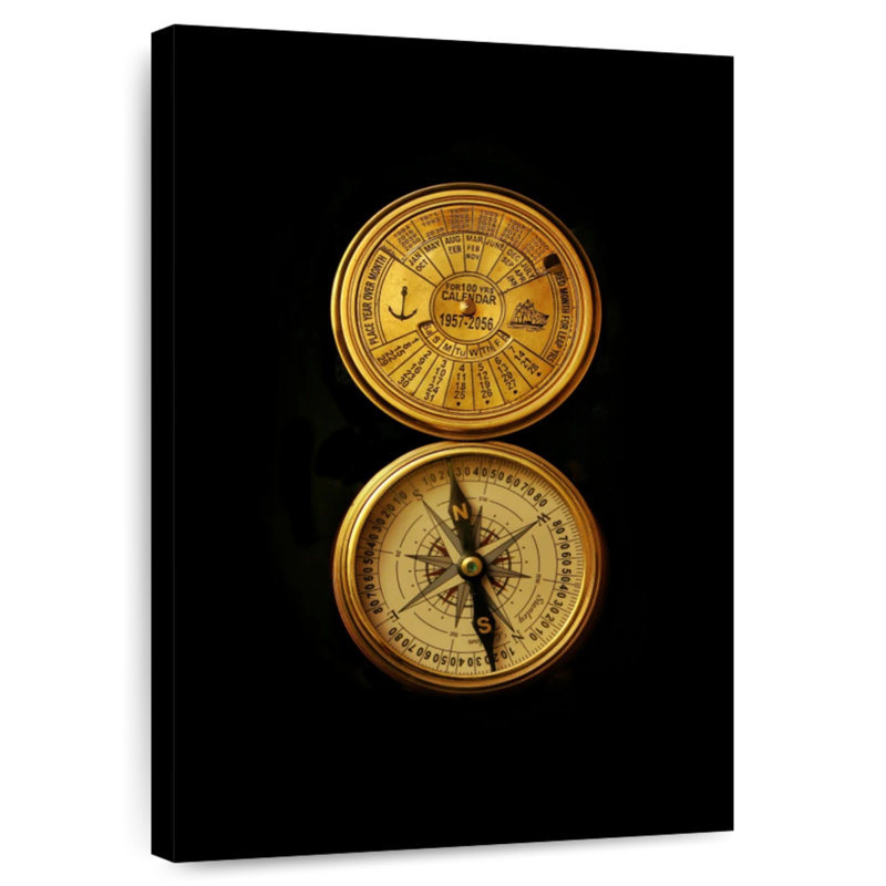 Gold Navigational Compass, 30" H x 20" W