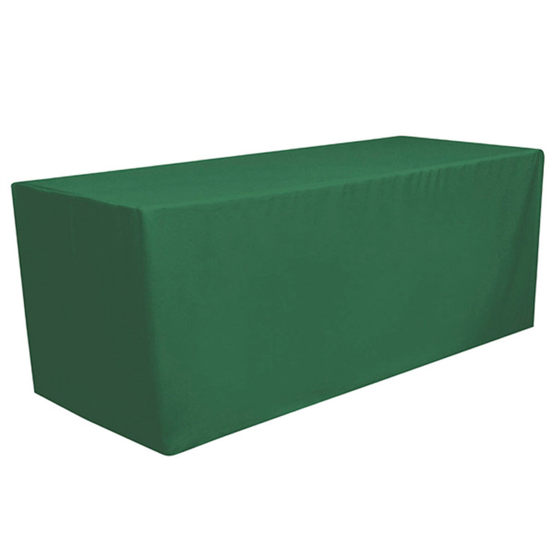 4Ft, 6Ft, 8Ft Fitted Tablecloth Polyester Rectangular Table Cover For Dining Wedding Banquet Party, 48" x 24", Green