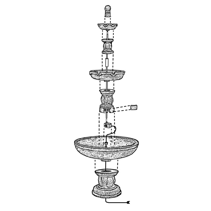 Santa Barbara Tiered Concrete Fountain, Forest Brown