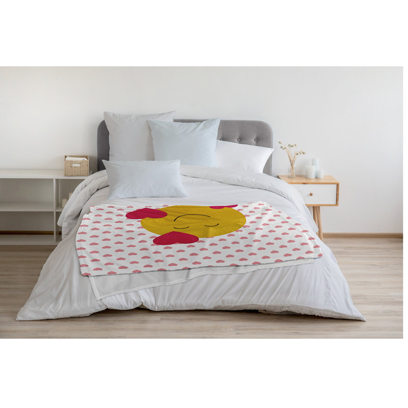 Love Emoji Valentine's Day Throw Blanket, 60" W x 80" L, Pink Icing