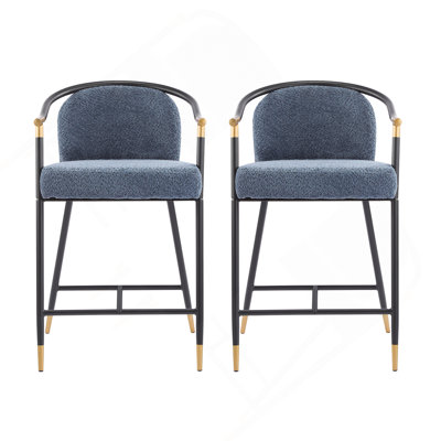 Tabouret de comptoir de 26 po de hauteur avec cadre en métal (ensemble de 2) - bleu marine