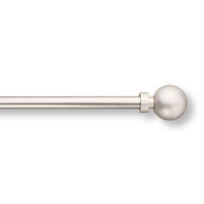 Mode Simplicity Collection Curtain Rod Set with Modern Ball Finials and Steel Wall Mounted Adjustable Rod