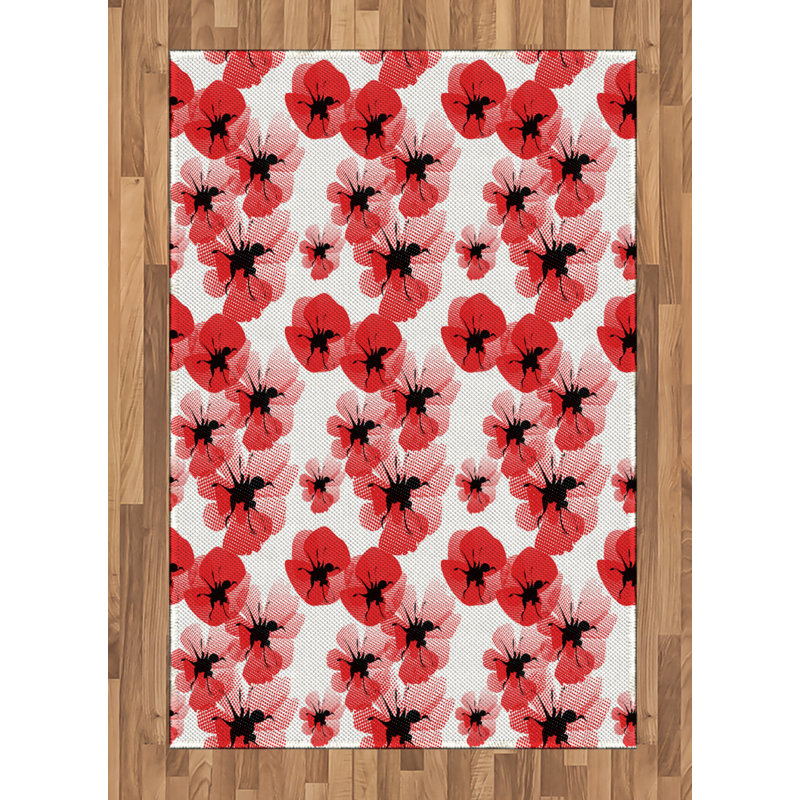 Floral High Density Long Fiber Poly Threads Decorative Area Rug Carpet, Rectangle 4' x 5'8"