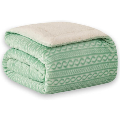 Fleece Twin  3D Jacquard Chain Sage