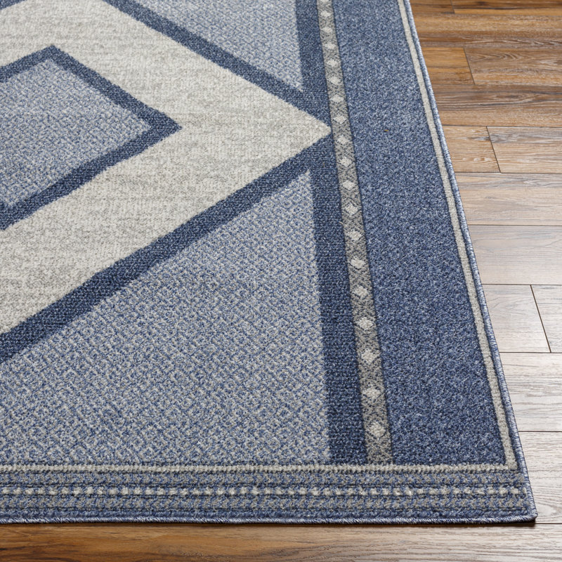 Bradli Rectangle Machine Woven Polypropylene Area Rug in Blue, Rectangle 7'10" x 10'