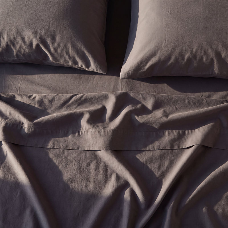 Ludlow Percale Sheet Set, Coal, Twin Sheet Set + 1 Fitted Sheet + 1 Pillowcase