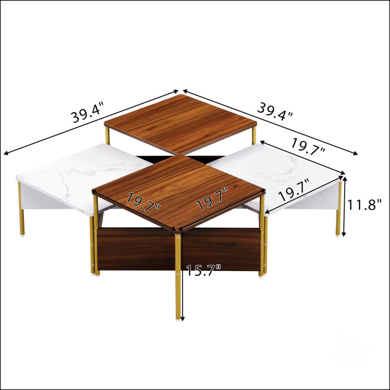 Ensemble de tables basses modernes gigognes 4 pièces