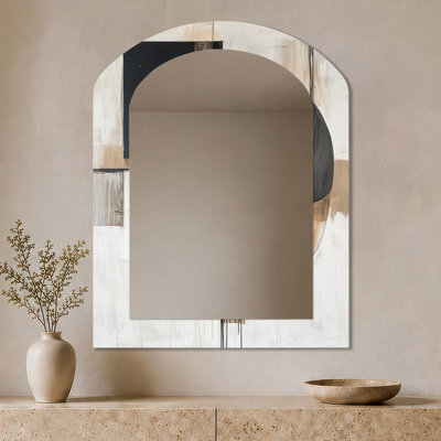 Miroir mural moderne arqué - Compositions minimalistes et géométriques dans des tons naturels