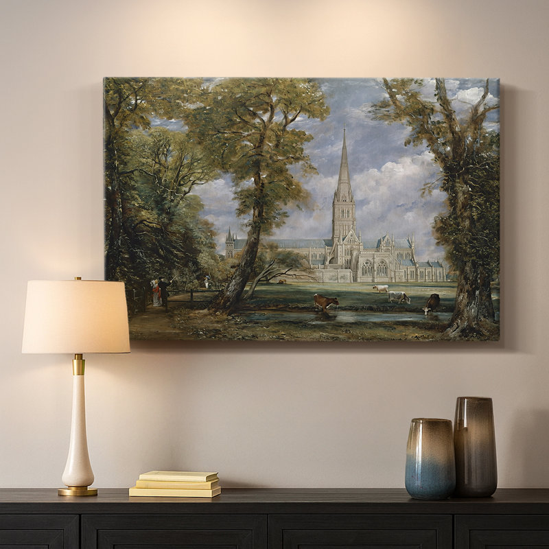 John Constable «Salisbury Cathedral from the Meadows» - Art mural sur toile tendue de qualité musée, 24 x 36