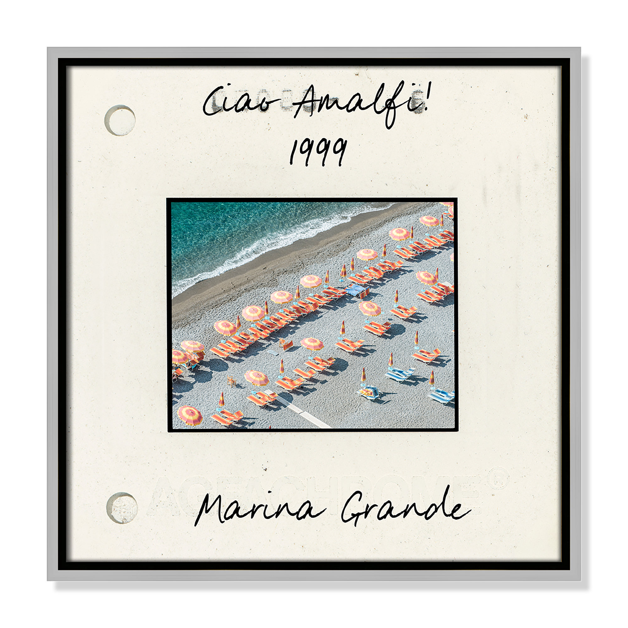 Amalfi, Italy - Marina Grande Print by Danita Dalmont, Silver Floater Framed Canvas, 17.5" H x 17.5" W x 2" D