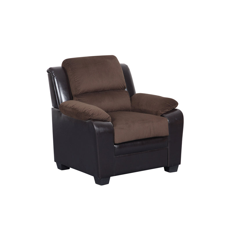 Fauteuil capitonné de 36 po de largeur, Similicuir chocolat